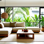 인테리어 디자인 트렌드 분석 - Natural Materials Living Room**

"A bright and airy living room in a modern Vietnamese apartment, fe...