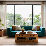 홈 인테리어 DIY와 전문가의 차이 - **Prompt:** A cozy, personally curated living room in a modern Vietnamese apartment, reflecting a st...