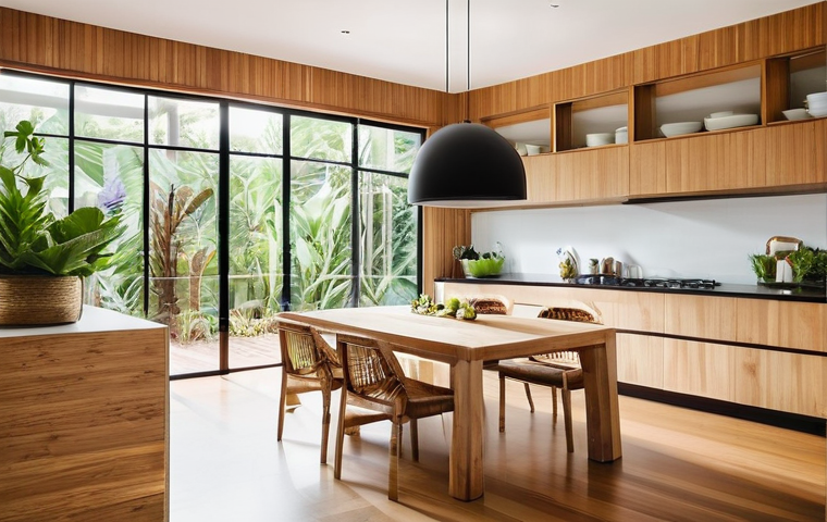 홈 인테리어 DIY와 전문가의 차이 - **Prompt:** A sleek and modern open-concept living and dining area in a high-rise apartment in a bus...