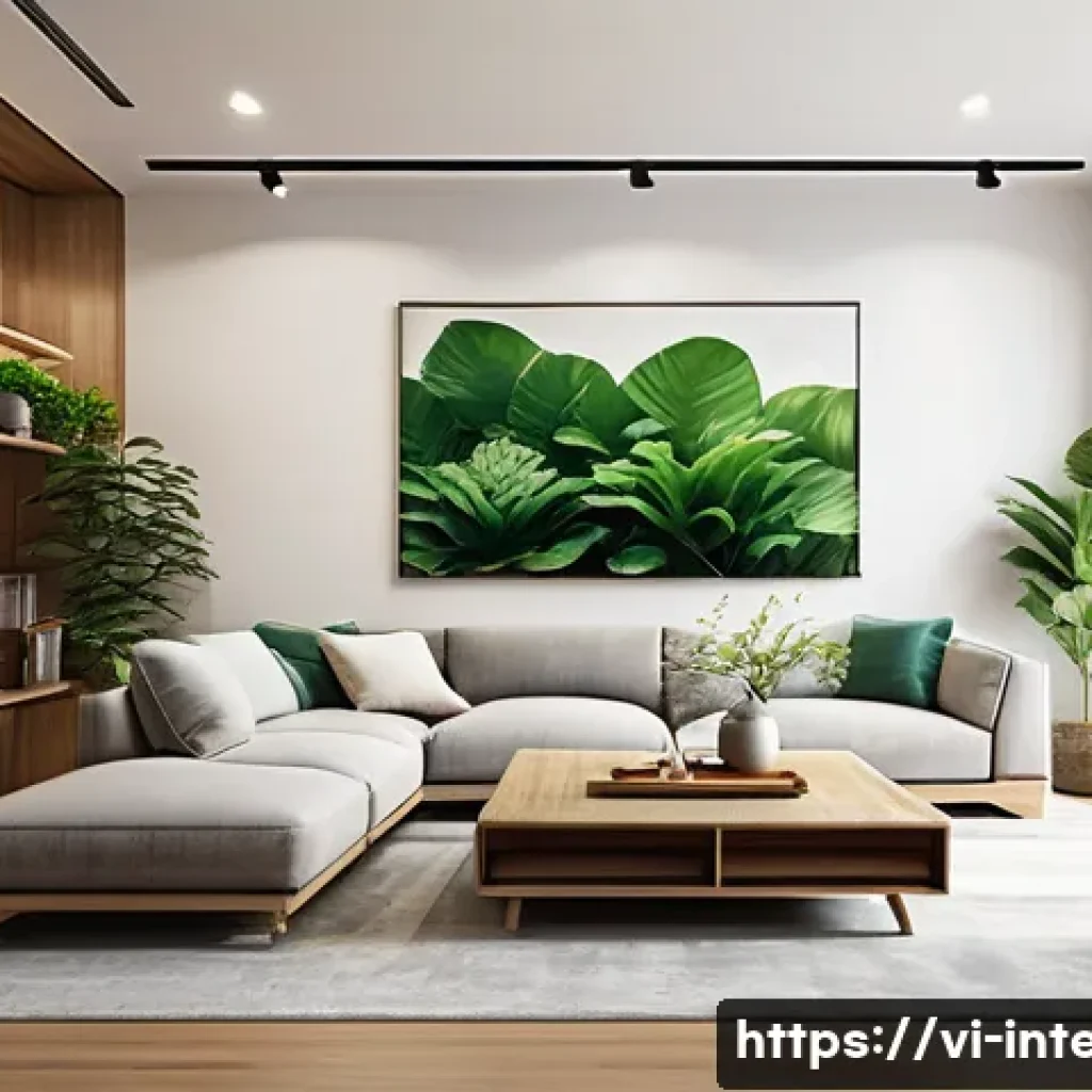 인테리어 디자이너의 실무 체크리스트 - A modern Vietnamese living room interior design scene showing a spacious open floor plan with minima...