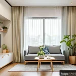 Home 23 인테리어 이론과 실무의 차이 - A modern Vietnamese living room interior showcasing smart space utilization in a small apartment in ...