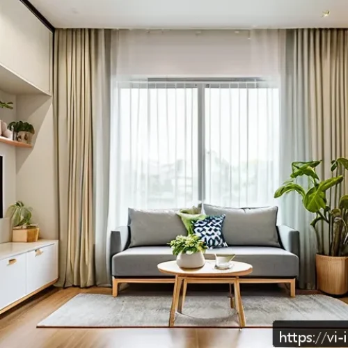 Home 17 인테리어 이론과 실무의 차이 - A modern Vietnamese living room interior showcasing smart space utilization in a small apartment in ...
